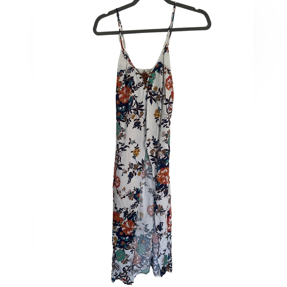 American Rag Cie Women’s Floral Lace-Up Handkerchief‎ Hem Tank Top – Size L Boho